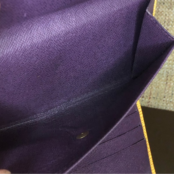 LOUIS VUITTON Sarah Continental Wallet Yellow Epi Leather Purple Interior w/ Box - Picture 7 of 14
